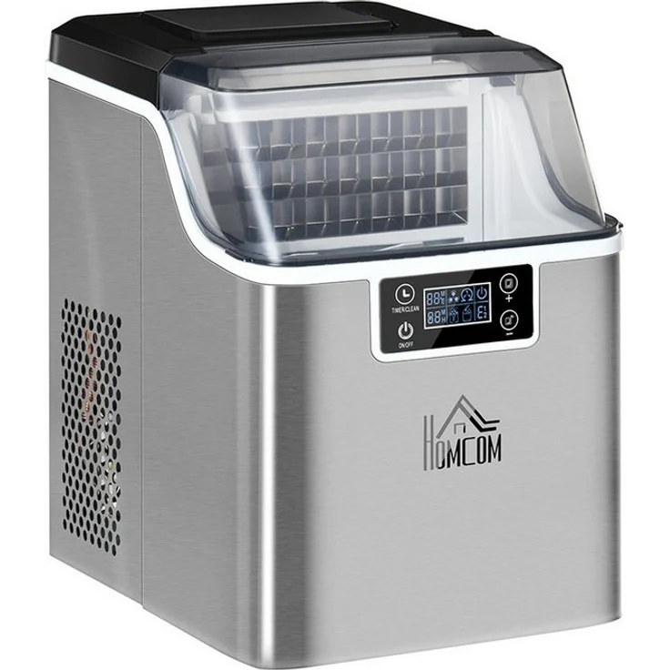 autolock Eiswürfelmaschine, 20 kg/24h Ice Maker mit 3,2 L Wassertank und automatischer Reinigung, Silber