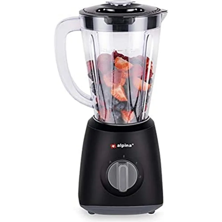Alpina BL2005-CB Blender, Smoothie Maker, 1,5 Liter, 400 Watt, 2 Geschwindigkeiten, Turbofunktion, Kunststoffkrug, schwarz