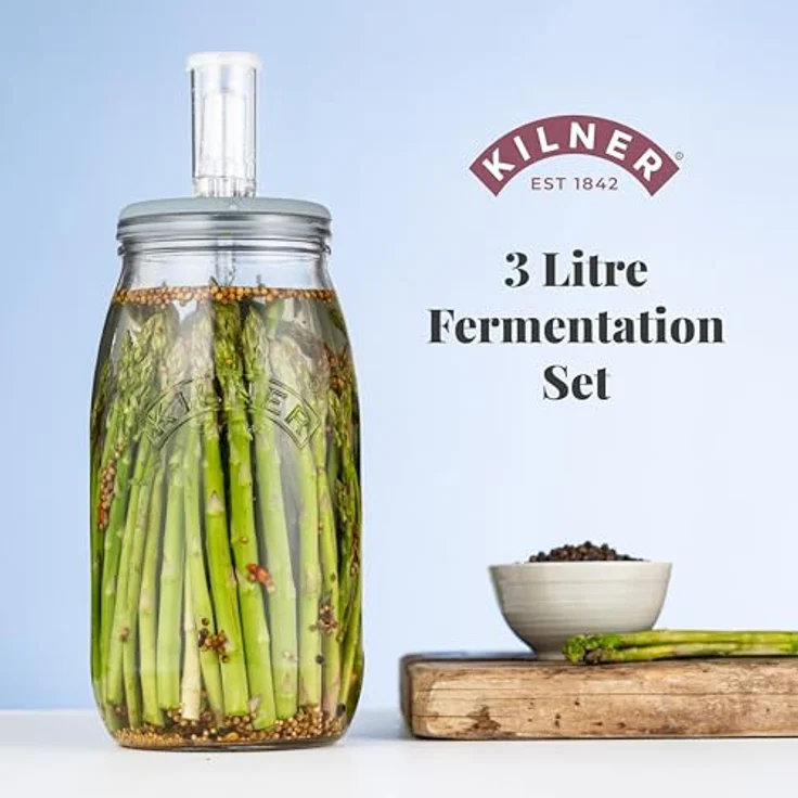 KILNER Create & Make Fermentierset - für das einfache Haltbarmachen von Gemüse, im 3 Liter Glas mit Gärungsdeckel – Bild 4