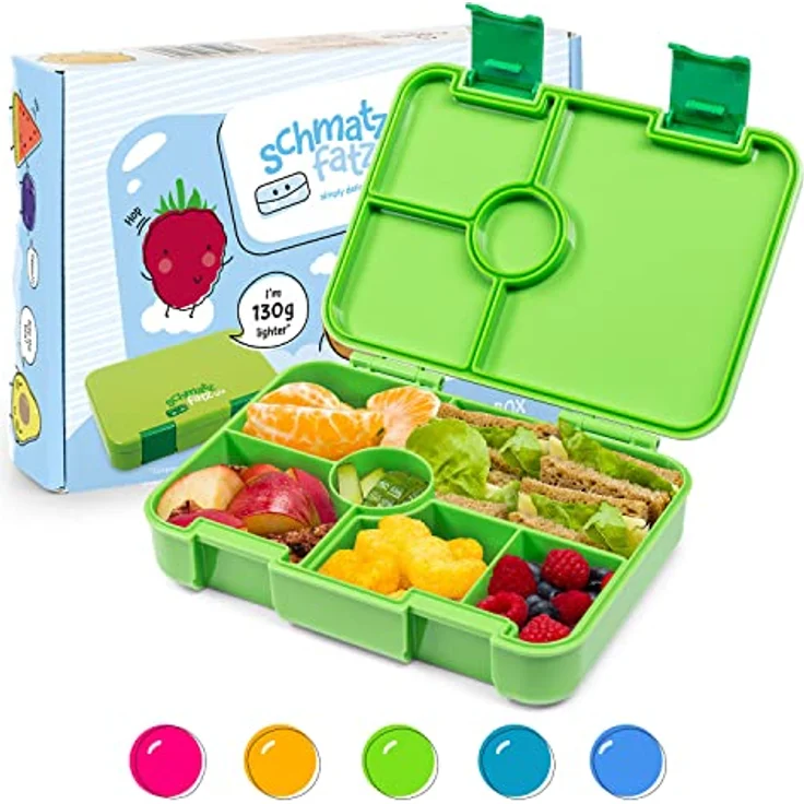 schmatzfatz by Lite Lunchbox 6 Fächer 20,8 x 4,5 x 15 cm (BxHxT) BPA-frei extra leichtes Tritan Grün – Bild 2