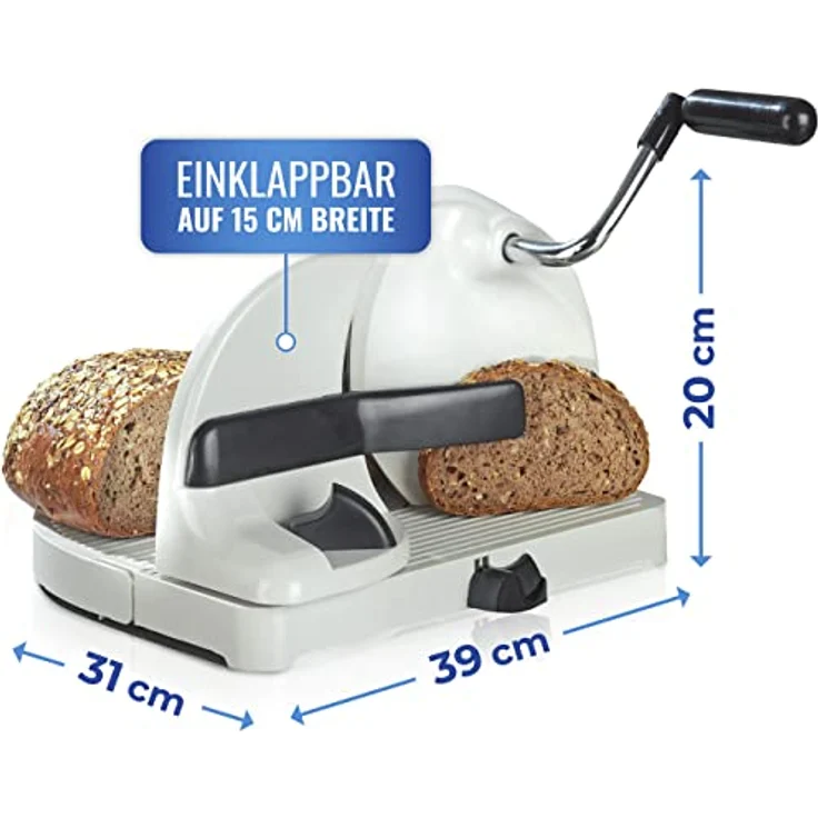 Maximex Brotschneidemaschine mit Handkurbel, silber weiß – Bild 6