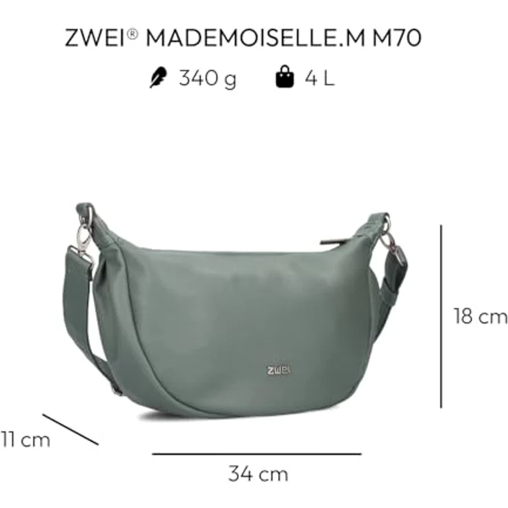 Zwei Umhängetasche M70 Half-Moon Bag, grün, mit sanft geschwungenen Linien – Bild 2