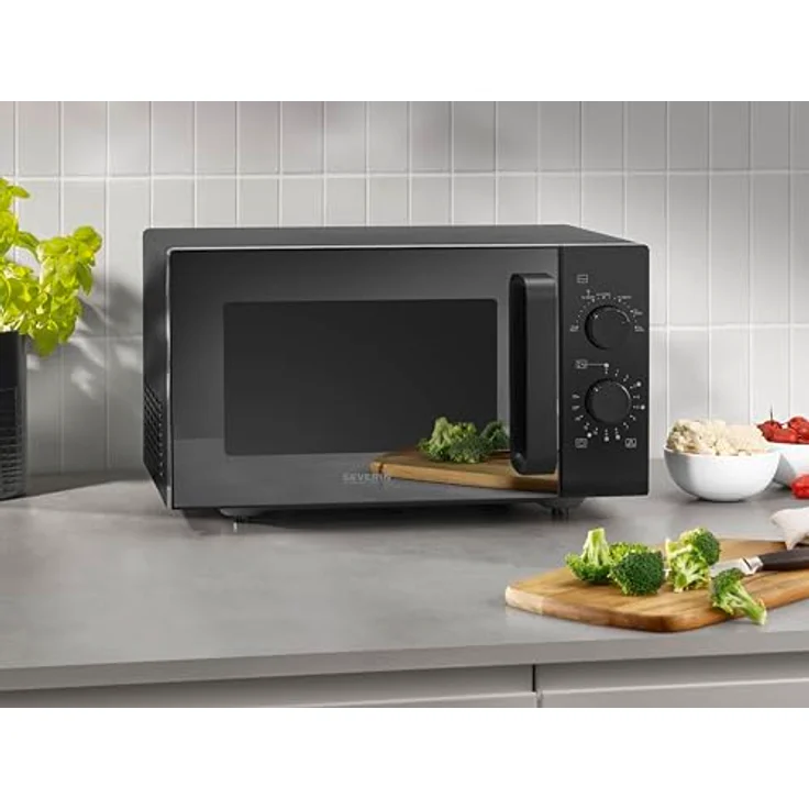 Severin MW 7782 SW, Solo-Mikrowelle mit 25 Litern Garraumvolumen und 800 Watt Leistung, matt schwarz – Bild 3