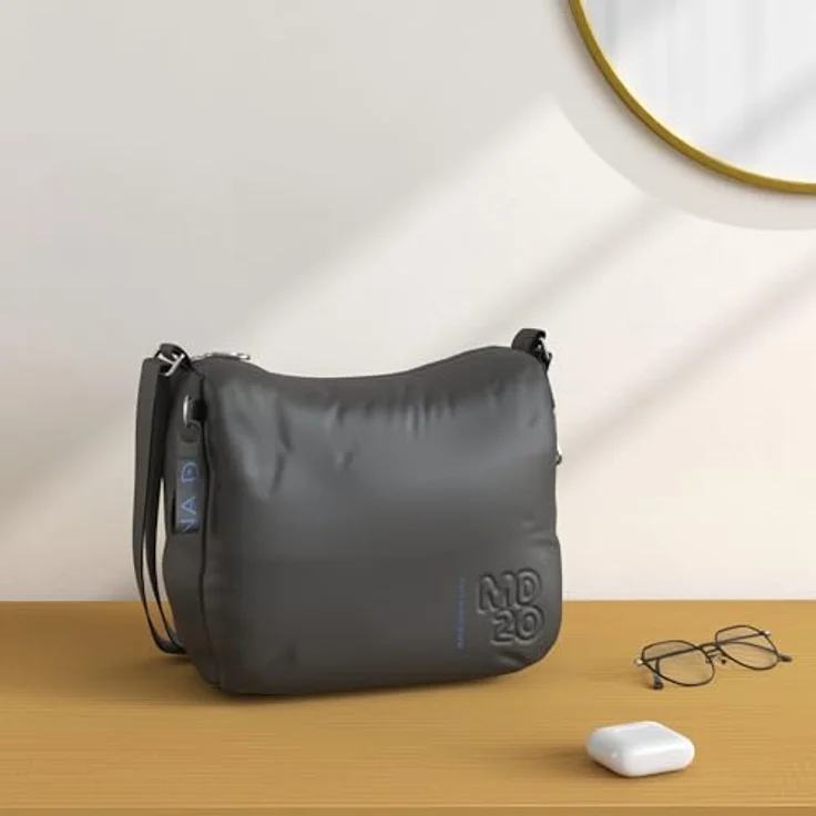 Mandarina Duck Beuteltasche MD20 Hobo QMTV1, sportliche Umhängetasche aus Nylon-Polyester-Mix, schwarz, 31.5 x 12 x 28 cm – Bild 2
