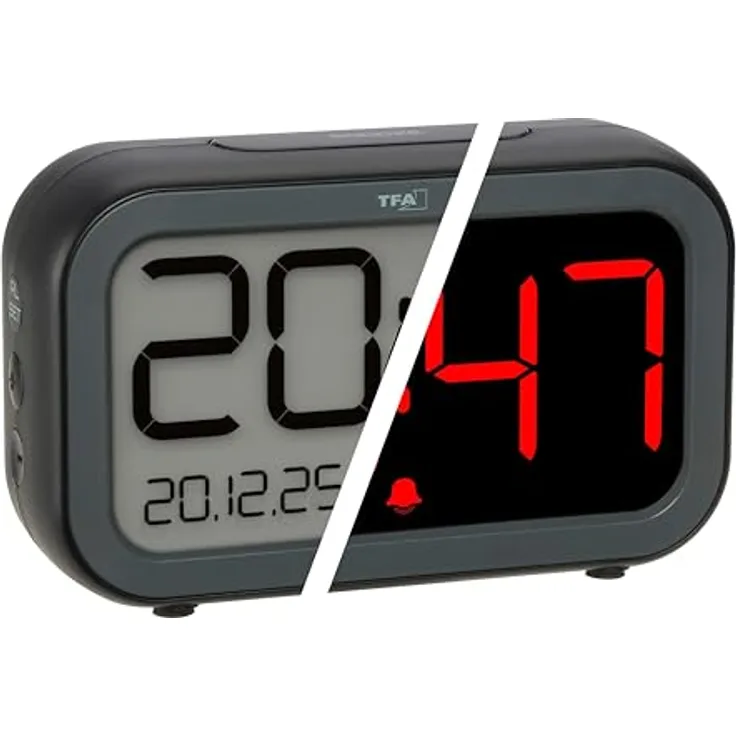 TFA Elektronischer Wecker, digitaler Wecker mit deutlich lesbarem Display