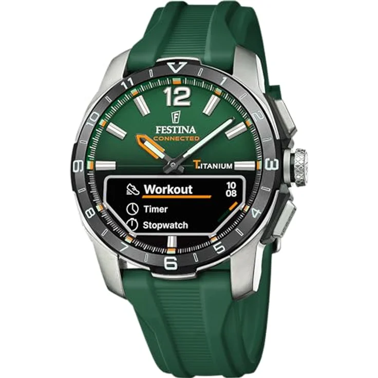 Festina Herrenuhr F23000/2 Connected D Titan grün Silikonarmband, 44mm – Bild 1