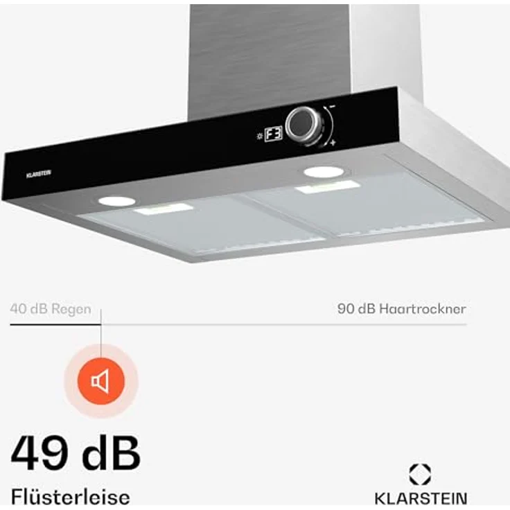 Klarstein AirNova Dunstabzugshaube, 60 cm Wandhaube mit 614 m³/h Luftstrom, A++ Energieeffizienz, LED-Beleuchtung, 49 dB, Edelstahl, Umluft & Abluft – Bild 5