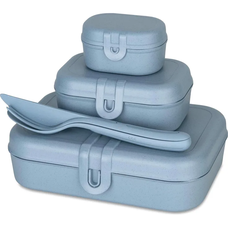 Koziol Lunchbox Pascal Ready 4-teilig, Blau, Biokunststoff, Set, Ohne Motiv