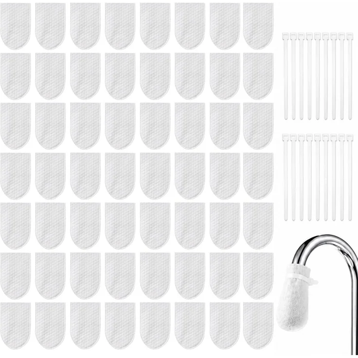 Wasserfilter für Wasserhahn 120er Set, Baumwoll-Filter mit Spritzschutz und einfacher Montage