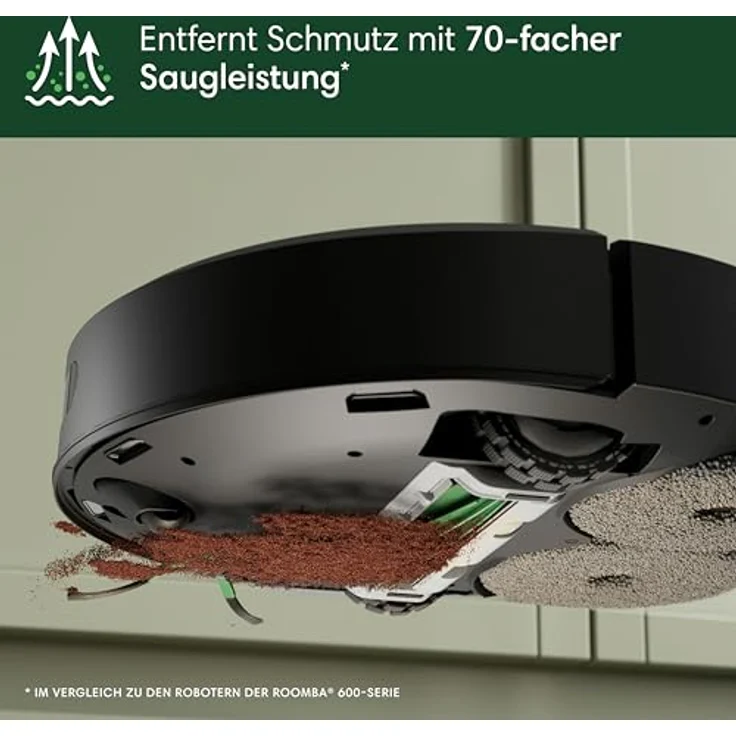 iRobot Roomba Plus 405 Combo Robot + AutoWash Dock Saugroboter mit Wischfunktion - Clearview LiDAR - 7000Pa - DualClean Wischpads - SmartScrub - Teppicherkennung - 75 Tage Entleerung - Schwarz – Bild 5