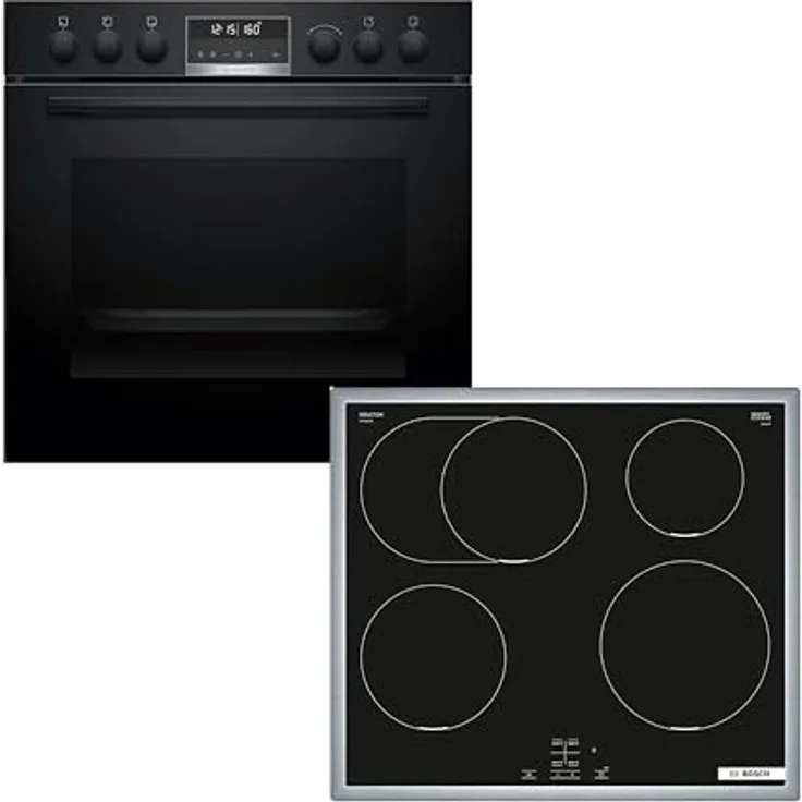 Bosch HND675LS67, Einbau-Herdset mit Pyrolyse-Selbstreinigung, 3D-Heißluft und LCD-Display, anthrazit