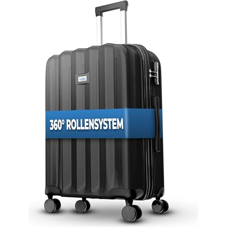MY TRAVEL BAG Hartschalen-Koffer Trolley ABS Reisekoffer 4 Zwillingsrollen (Anthrazit, Großer Koffer (75cm)) – Bild 2