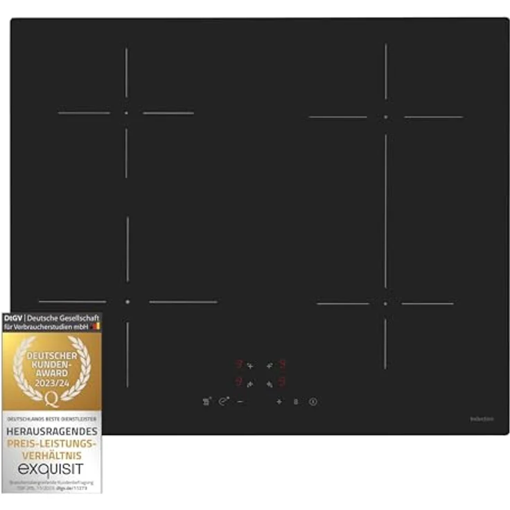 Exquisit Kochfeld EKI 600-SF-B-380 | Induktion | Touch | Timer | 4 Kochzonen | Rahmenlos | 7000 W, Schwarz – Bild 1