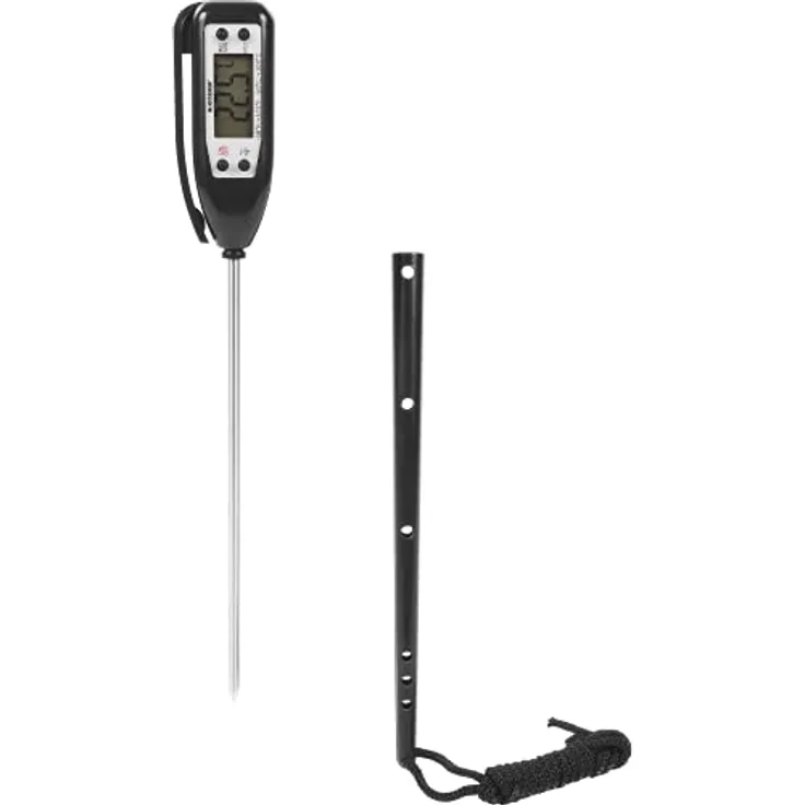 Browin 145709 Elektronisches Küchenthermometer mit Sonde und LCD-Anzeige, von -50°C bis +300°C (von -58°F bis 572°F), fürs Kochen, Backen, Braten, Etui, Schnur, Clip für die Montage