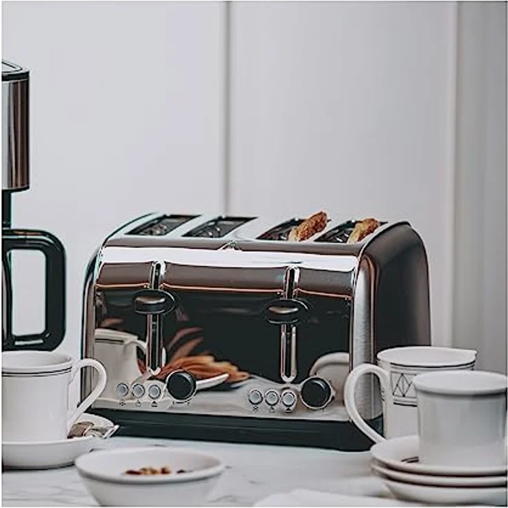 Livoo DOD197, 4-Schlitz-Toaster mit 1500-1700 W Leistung, Edelstahlgehäuse, 7 Temperaturstufen, automatischer Auswurf – Bild 2
