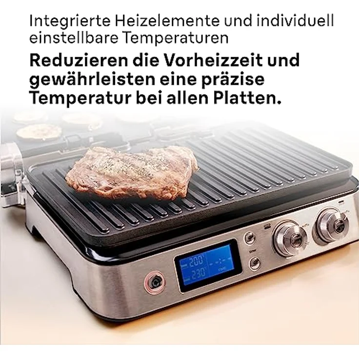Braun MultiGrill 9 CG 9043 Kontaktgrill inkl. Grill- und Flachplatten, Grillpositionen: Kontakt, BBQ, Ofen, Spülmaschinenfeste Platten, Fettauffangschale, 250° Höchsttemperatur, Sear-Funktion (Boost), Schwarz/Edelstahl – Bild 5