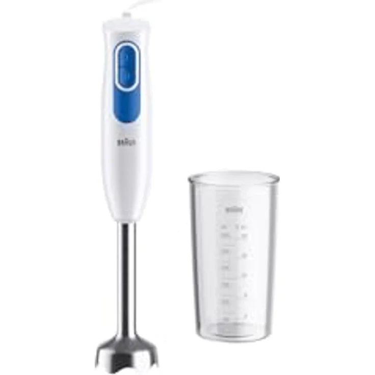 Braun Stabmixer MQ20.001M - MultiQuick 2 Pürierstab mit Edelstahl-Mixfuß, für Saucen, Smoothies und Vieles Mehr, 2 Geschwindigkeiten, inkl. 600 ml Mix- & Messbecher, 600 W, Weiß – Bild 1