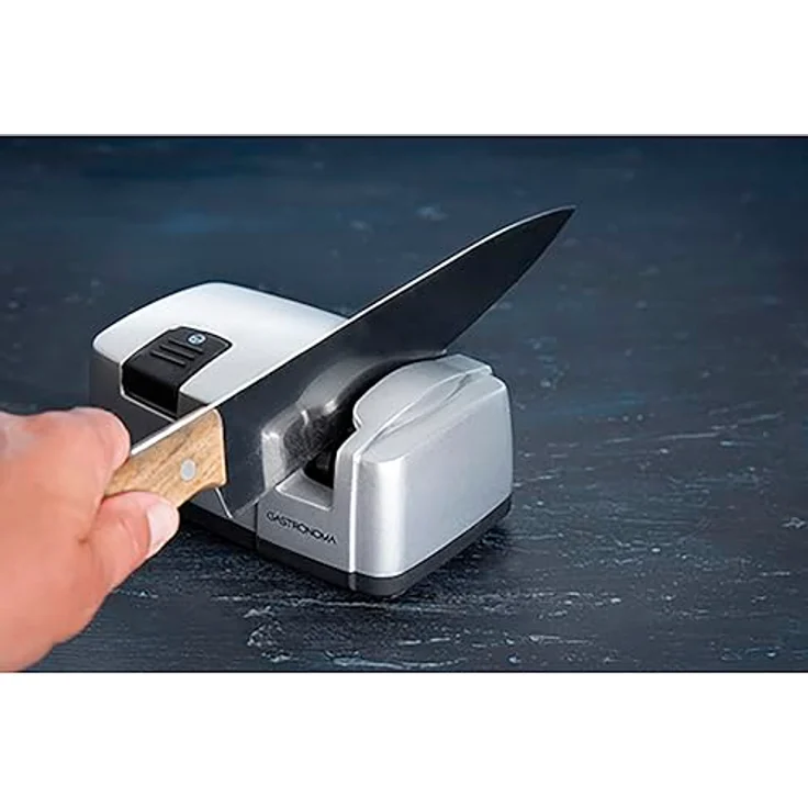 Gastronoma 18310012, Elektrischer Messerschärfer mit 20 Keramikstäben, Silber – Bild 3