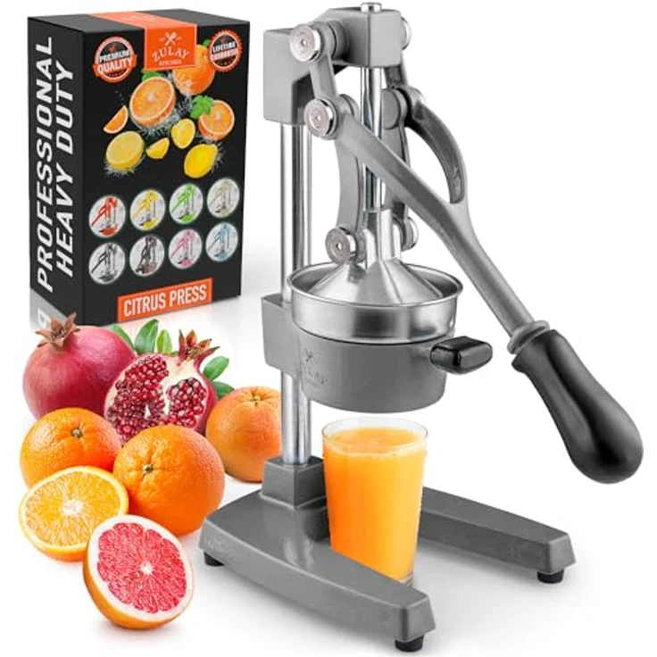 Zulay Kitchen Orangensaftpresse aus Gusseisen, professionelle Zitruspresse mit 12,7 cm Becher, leicht zu reinigen und langlebig aus Edelstahl – Bild 1