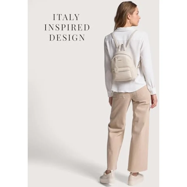 Lazarotti Bologna Leather City Rucksack, 100% Leder, 27 cm, beige – Bild 2
