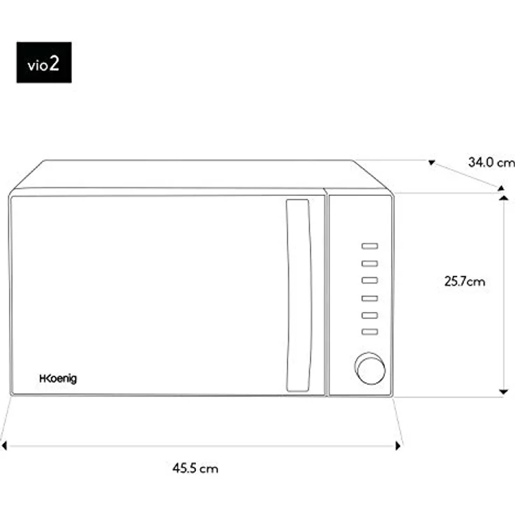 H.Koenig VIO2 Mikrowelle, Standgerät, 20 Liter Garraum, 700 Watt, schwarz – Bild 5