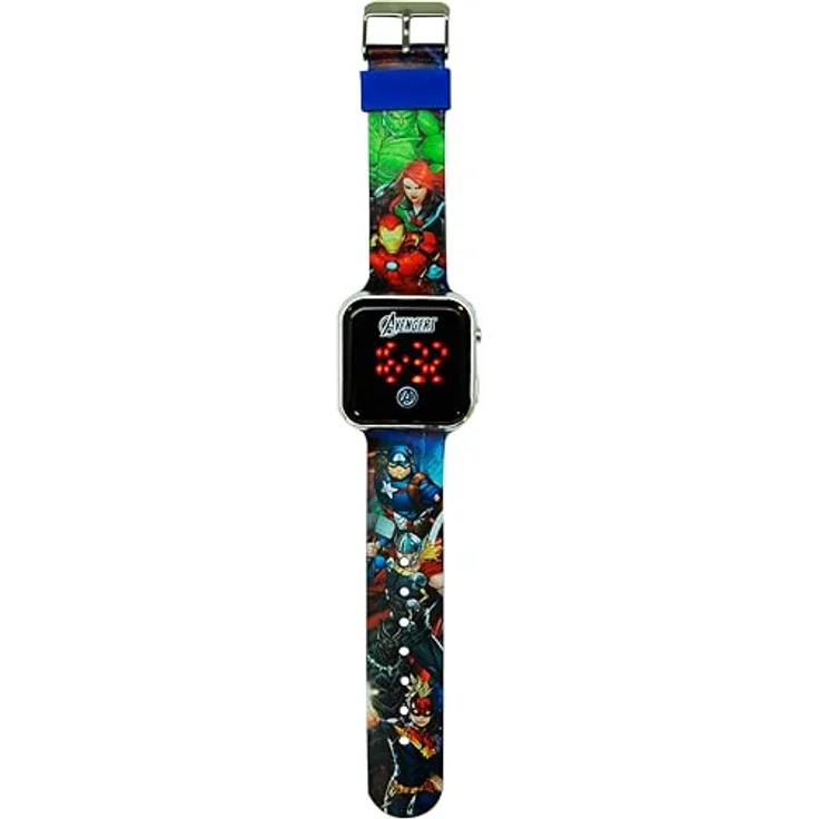 Kids Euroswan LED Armbanduhr Avengers, Kinderuhr mit bequemem verstellbarem Armband und leuchtendem LED-Display