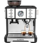 KB Elements Espressomaschine Siebträgermaschine mit Mahlwerk, 20 bar, Dual-Boiler-Heizsystem, Silber