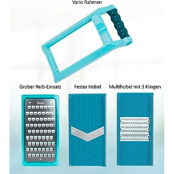 Nicer Dicer Chef Professional Gemüsescheider 23-tlg. Gemüsehobel manuell mit 5.2L großem Auffangbehälter Frischhaltedeckel, Spiraleinsätze, Tomatenschneider, Julienne, Salatschneider mit Rezeptbuch – Bild 5