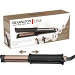 Remington Glätteisen S6077 ONE Straight & Curl Styler, 2in1 Styler mit keramikbeschichteten Stylingplatten, Glätt-/Lockenmodus in Schwarz