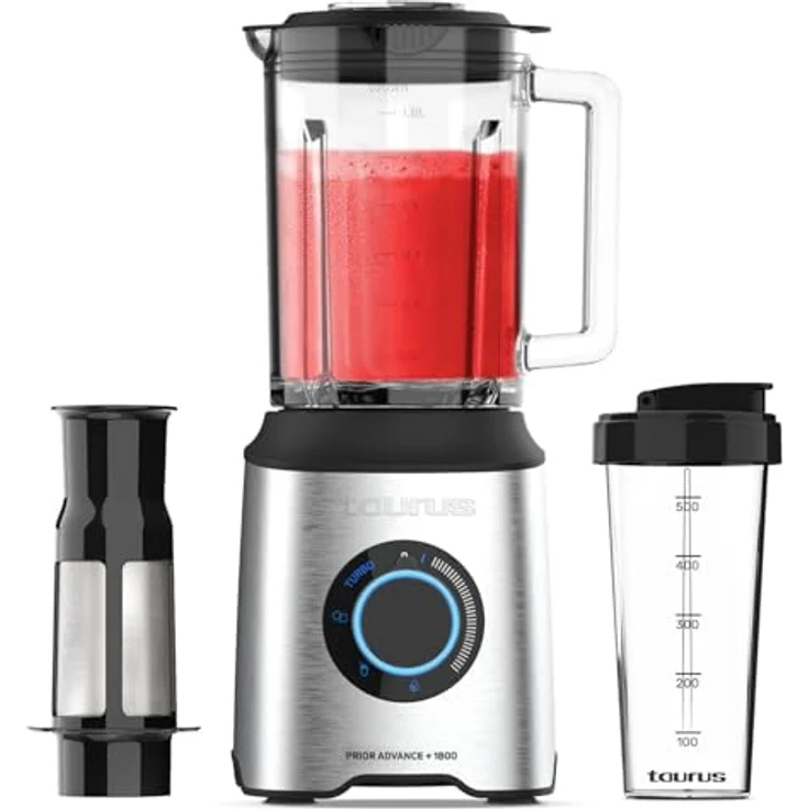 Taurus PRIOR ADVANCE+ 1800 Standmixer | 1800 W | 20 Turbo-Geschwindigkeiten + 4 Funktionen | Eiszerkleinerer | Smoothie | spülmaschinenfest | 6 Klingen | Fruchtfleischfilter + Transportbecher | – Bild 1