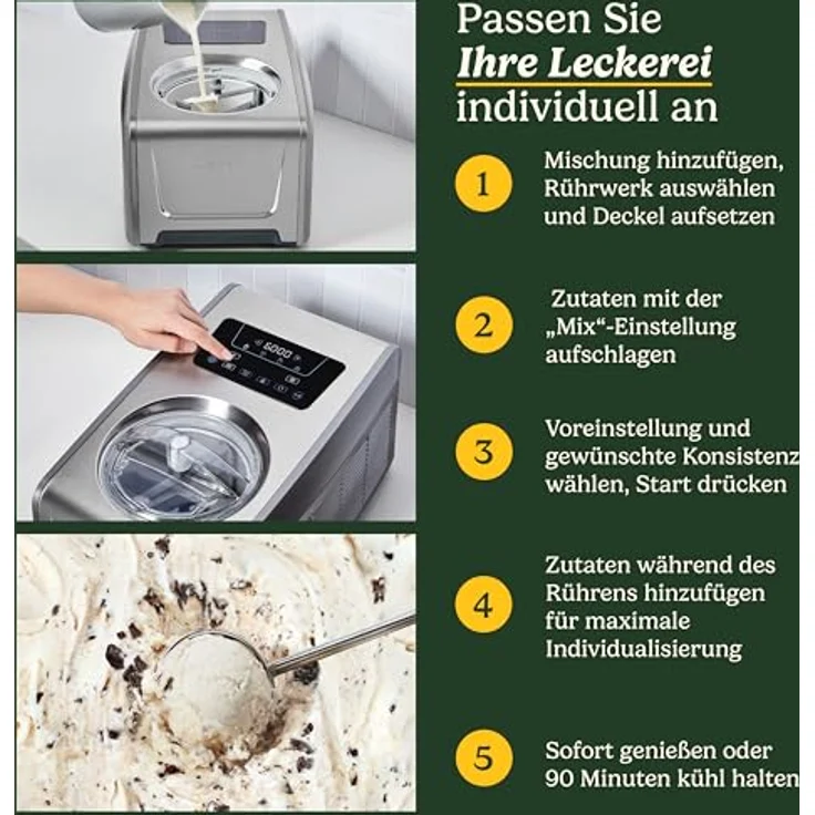 Cuisinart ProFreeze Ice Cream & Gelato Maker 1.5L, Eismaschine für Eiscreme und Sorbet, Weiss – Bild 3