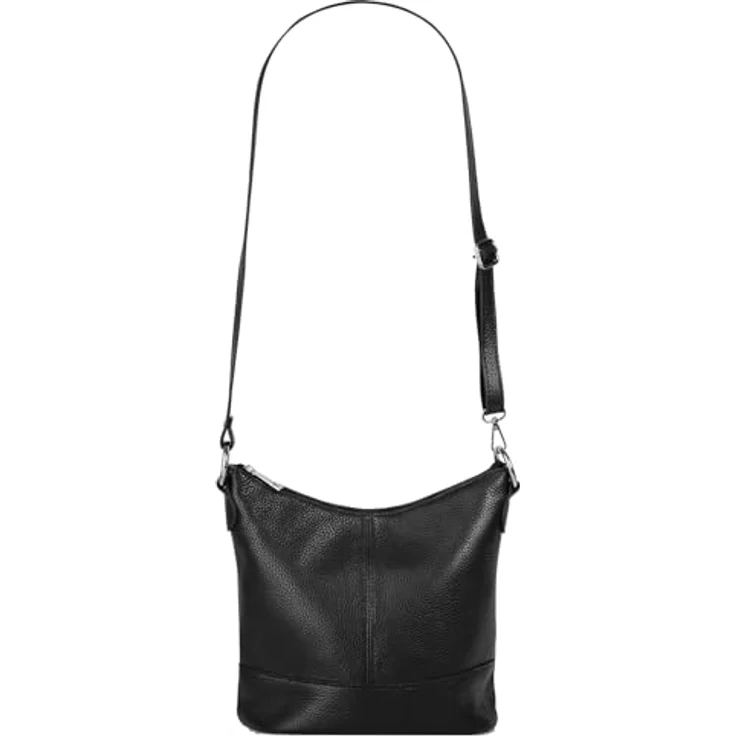 Cluty Umhängetasche, echt Leder, Made in Italy, seidig glänzend, schwarz – Bild 8