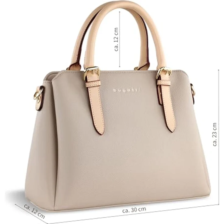 Bugatti Ella, Handtasche in Beige mit geräumigem Hauptfach, Smartphonefach und verstellbarem Schultergurt – Bild 2