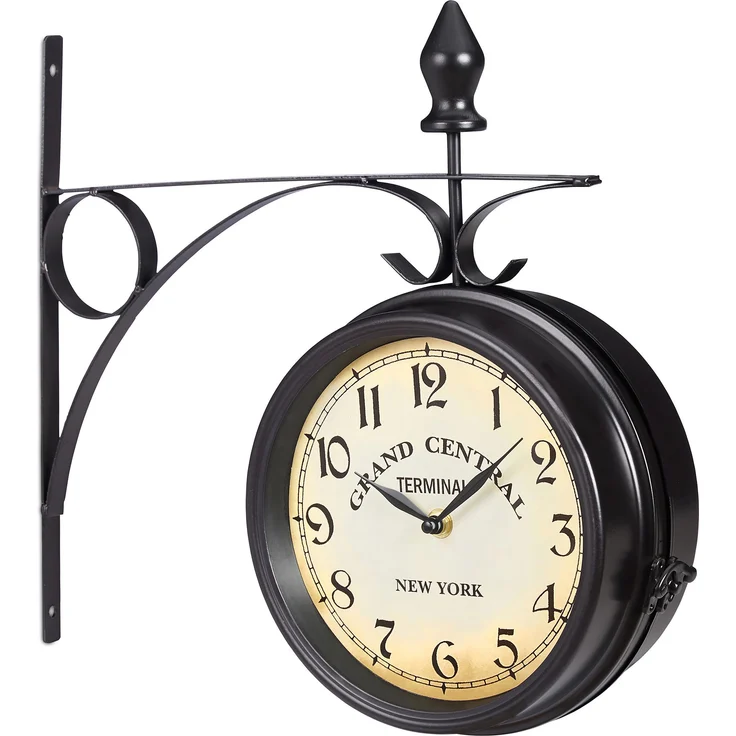 Relaxdays, Wanduhr, Bahnhofsuhr (35 cm) - Retro Uhr mit Schwarzem Ziffernblatt – Bild 1