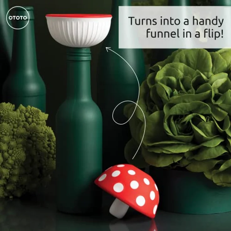 OTOTO Faltbarer Magic Mushroom Trichter - Kleiner Trichter Große Öffnung für Glas/Dose/Flasche zum Umfüllen/Einmachen -Trichter Silikon 5,6x 7x7 cm - 100% Spülmaschinenfest. Küchen Gadgets – Bild 3