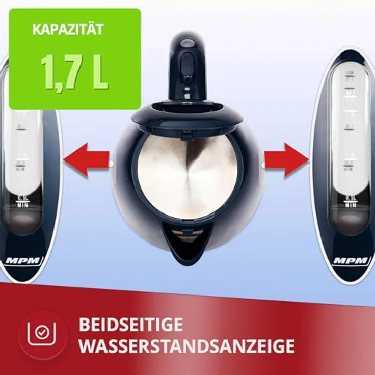MPM MCZ-85-G1 MCZ-85-G1 Elektrischer Wasserkocher, 2200 W, 1,7 Liter, Schwarz – Bild 6