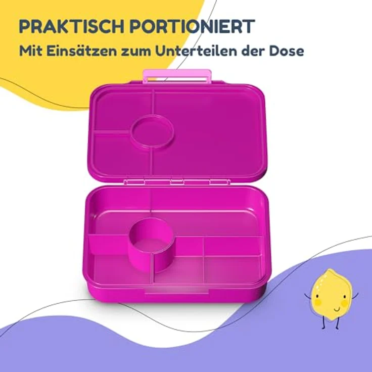 Schmatzfatz Lite Lunchbox, Unterteilte Brotdose für Kinder, BPA-frei, leicht und luftdicht – Bild 3