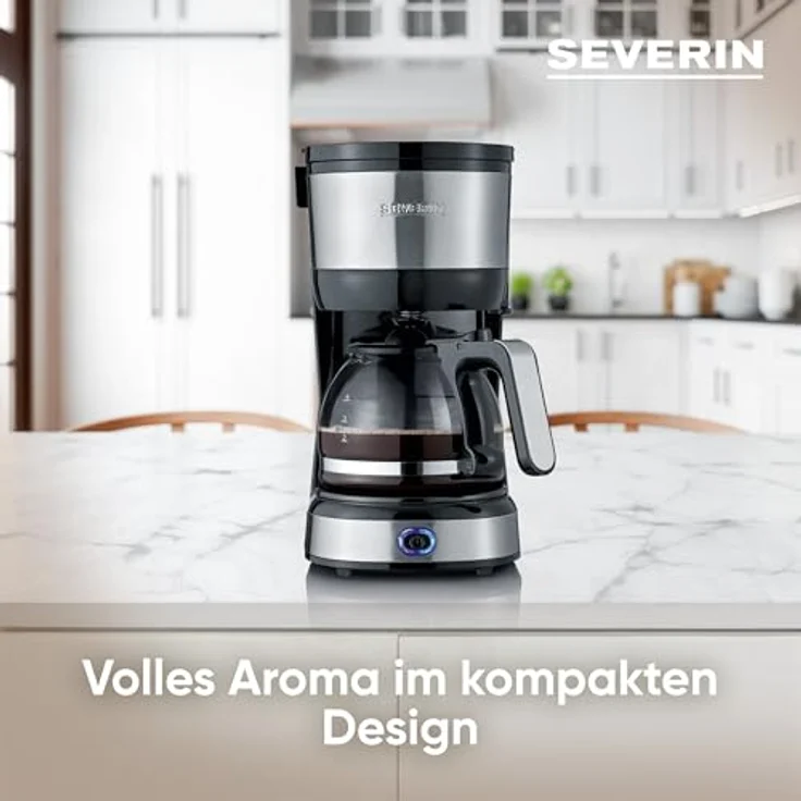 SEVERIN Filterkaffeemaschine, Kompaktes Design, Gebürsteter Edelstahl-Schwarz, KA 4808 – Bild 3