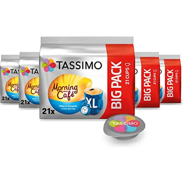 Tassimo Morning Café Mild XL, 5er Pack, Frühstücks Kaffee, Morgen Kaffeekapsel, Gemahlener Röstkaffee, 105 T-Discs – Bild 2