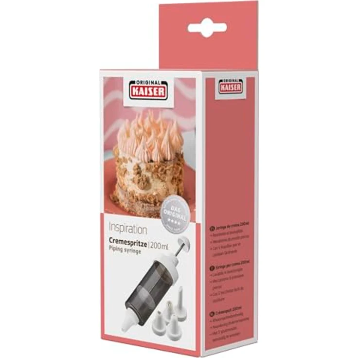 Kaiser Classic Creme-- Garnierspritze, mit 5 Tüllen, Kunststoff 200 ml, weiß – Bild 6