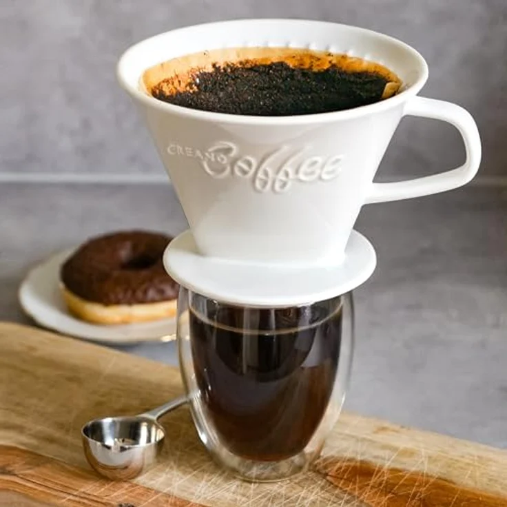 Creano Grauer Porzellan Kaffeefilter Größe 4, Handfilter für manuelle Kaffeezubereitung, spülmaschinengeeignet – Bild 6