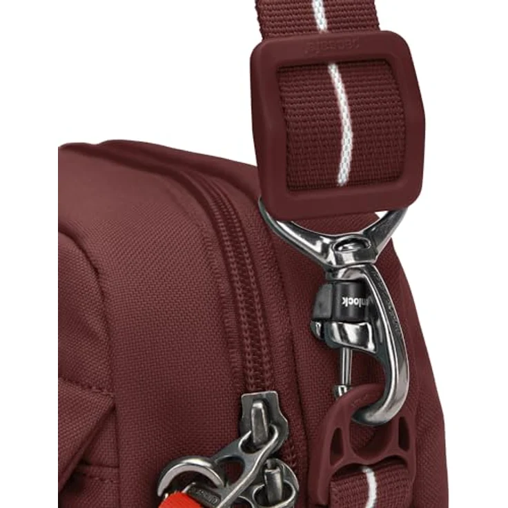 Pacsafe Crossbody Bag mit Diebstahlschutz, garnet red, 2,5 l Volumen, RFID Blocker, wasserfest – Bild 12