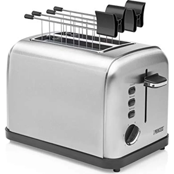 Princess Edelstahl Toaster mit zwei Schlitze ? herausnehmbares Krümmelfach - Auftau-, Aufwärm- & Stoppfunktion , 142354 – Bild 6