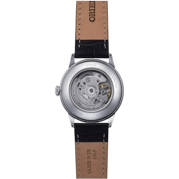 Orient Klassische Uhr RA-AC0M03S30B, 38 mm mechanisches Uhrwerk mit schwarzem Lederarmband und antikweißem Zifferblatt – Bild 4