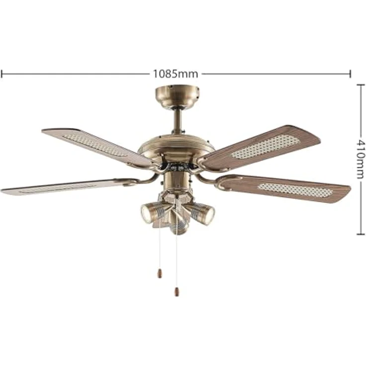 Lucande Deckenventilator mit Lampe 'Anariki' in Gold/Messing aus Metall (3 flammig, GU10) - Ventilator, Wohnzimmerleuchte - Sommer und Winter Schaltung – Bild 3