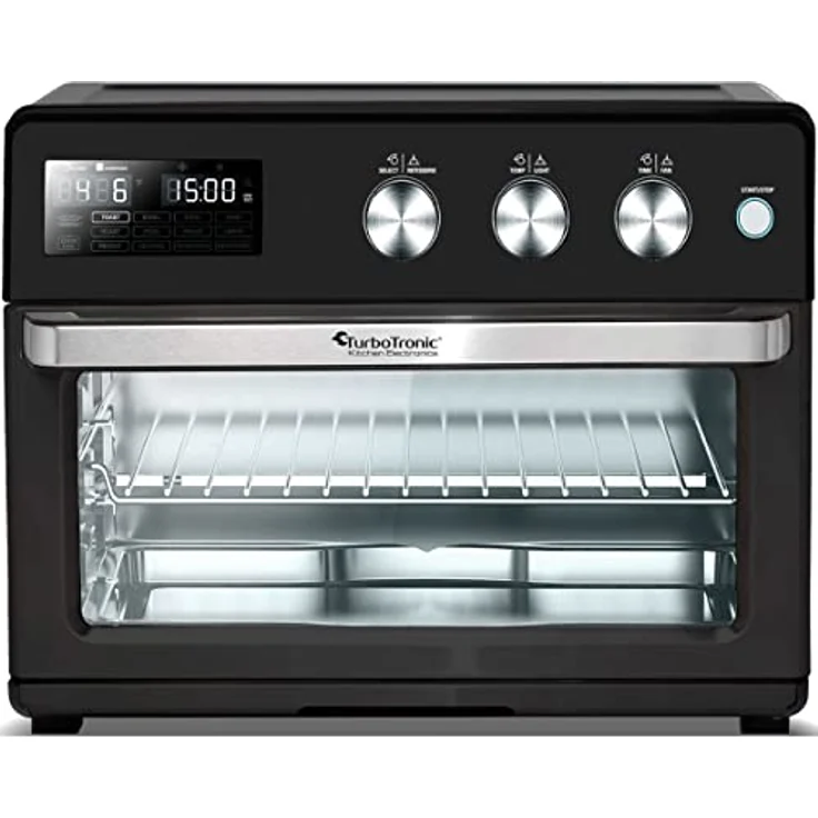TurboTronic digitaler Heißluftofen - XXL 32 Liter mit Drehspieß für Hähnchen 5 in1 Mini Backofen, Dörrer & Power Heißluftfritteuse Airfryer ab 25°C – Bild 4