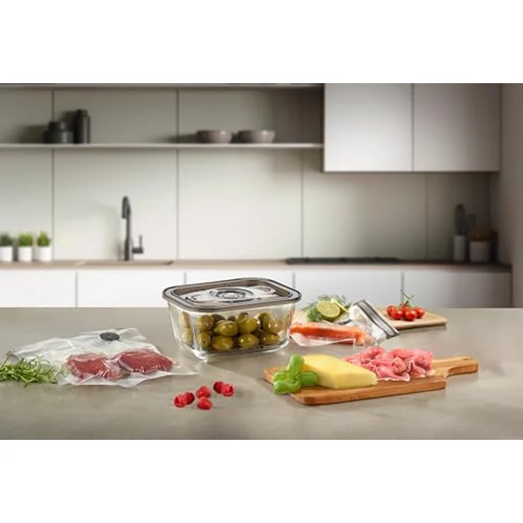 Caso VacuBoxx Eco M, Vakuum-Frischebehälter aus Borosilikatglas, 800 ml, BPA-frei, spülmaschinenfest, gefriergeeignet, backofenfest bis 350 °C – Bild 2