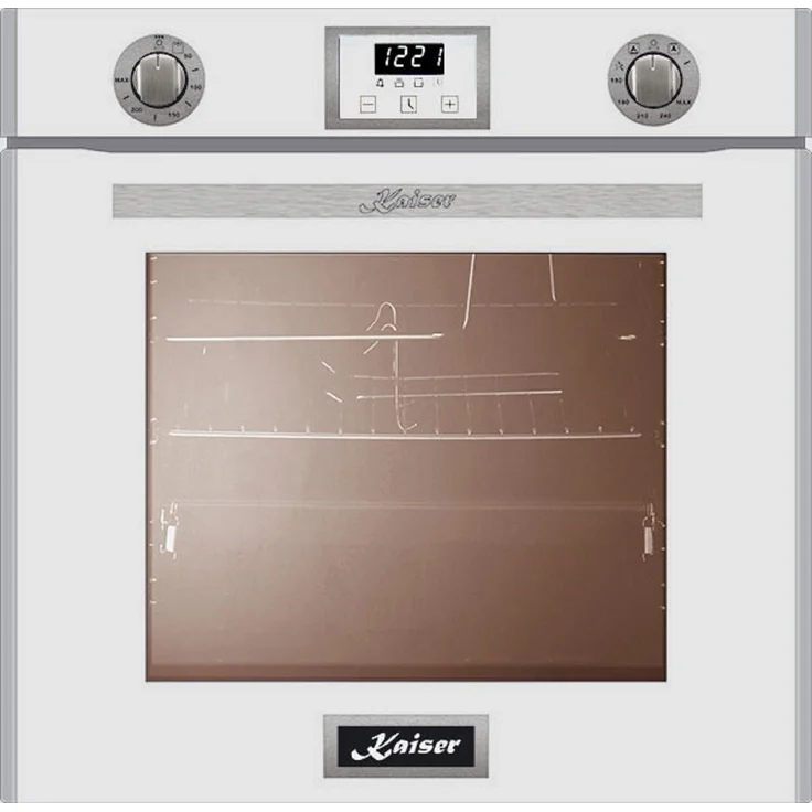 Kaiser Küchengeräte Einbaubackofen EG 6374 W, Gasbackofen 79L autark mit Teleskopauszug, Grill, Selbstreinigung Umluft Weiß Glas