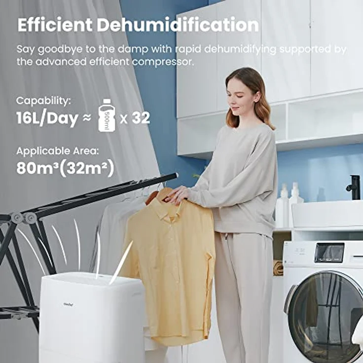 Comfee MDDF-16DEN7 WF Luftentfeuchter, 280 W, 230 V, White, 16L-32m²-DEN7 – Bild 5