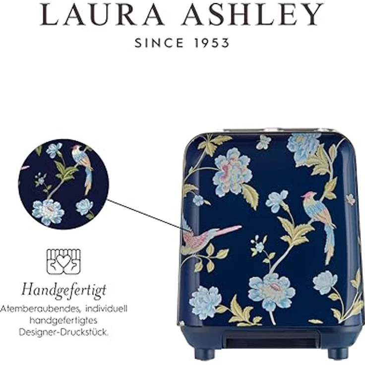 VQ Laura Ashley 2-Scheiben Toaster, Edelstahl-Vintage mit 7 Wärmeeinstellungen, Auftau- und Aufwärmmodus, Aufsatz für Croissants, Elveden Marine – Bild 4